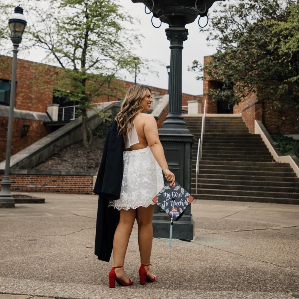 White lace halter top dress